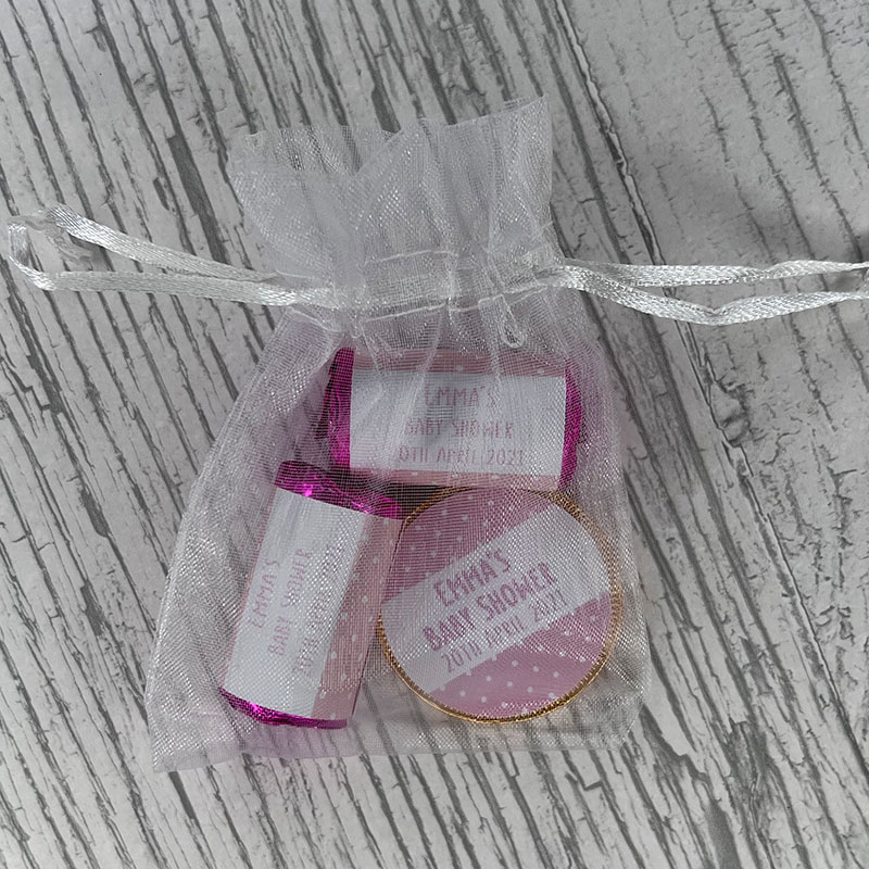 Personalised Baby Shower Organza Bag (Pink)
