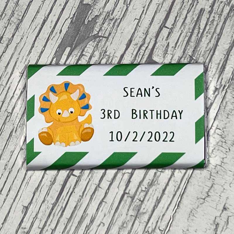 Personalised Child Dinosaur Theme Chocolate Bar