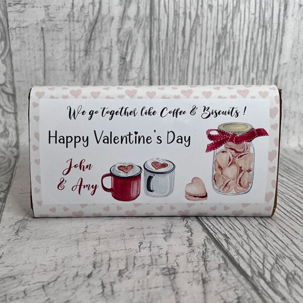 Personalised Valentines Chocolate Bar - Coffee and Biscuits