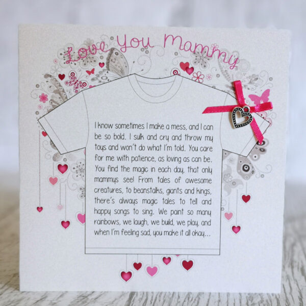 Heart on my Sleeve - Love You Mammy (Pink) - Greeting Card