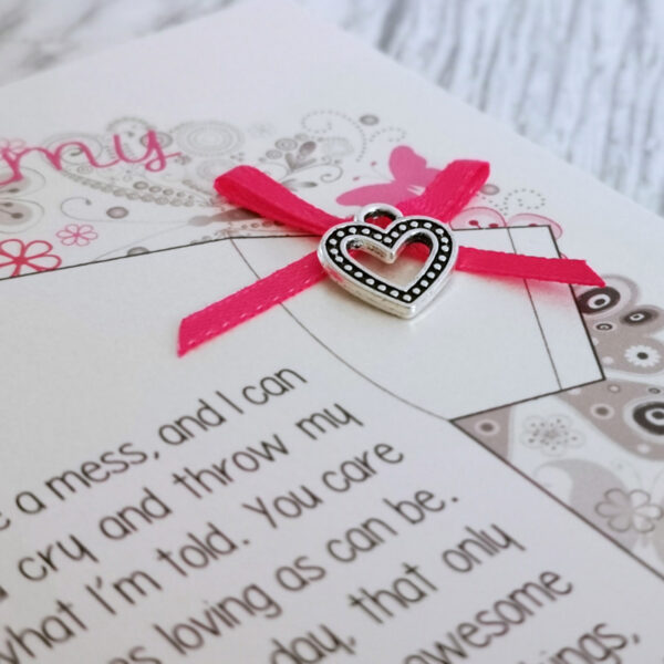 Heart on my Sleeve - Love You Mammy (Pink) - Greeting Card - Image 2