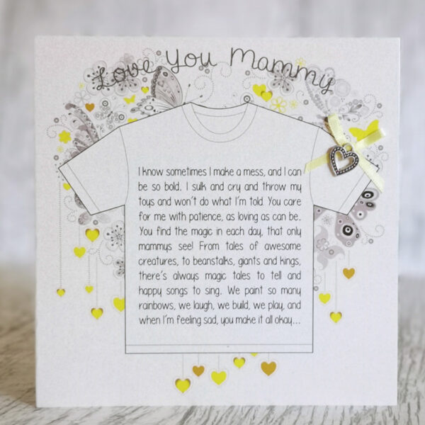 Heart on my Sleeve - Love You Mammy (Yellow) - Greeting Card