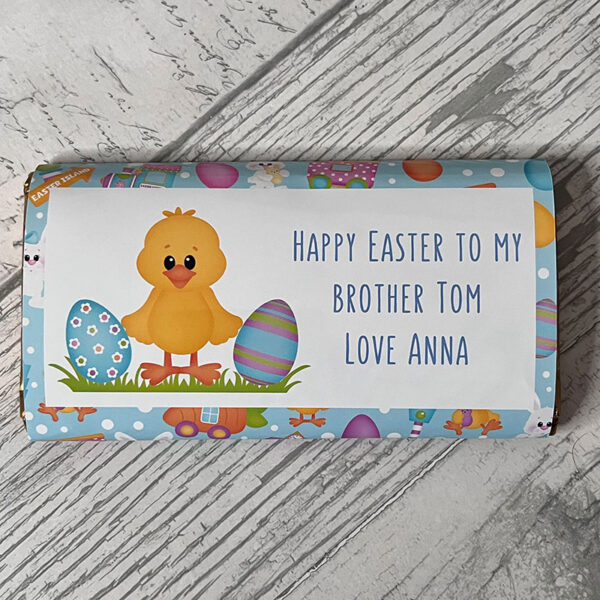 Personalised Easter Chick with Eggs Chocolate Bar