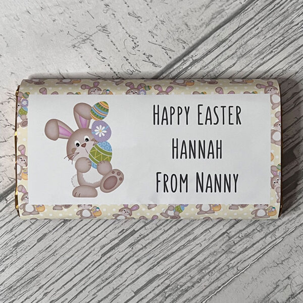 Personalised Easter Bunny with Eggs Chocolate Bar