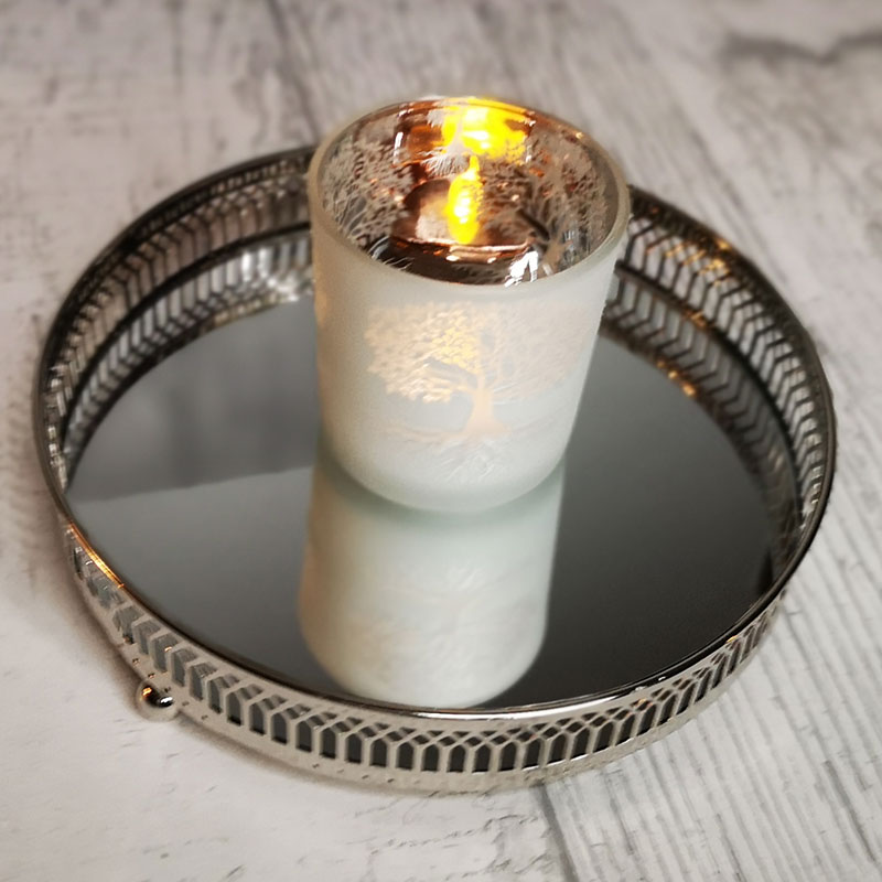 Silver Mirror Candle Plate Enchanted Gift Shop