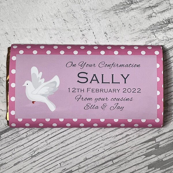 Personalised Chocolate Bar - Confirmation Dove