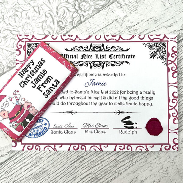 Nice Certificate & Large Chocolate Bar - Image 3
