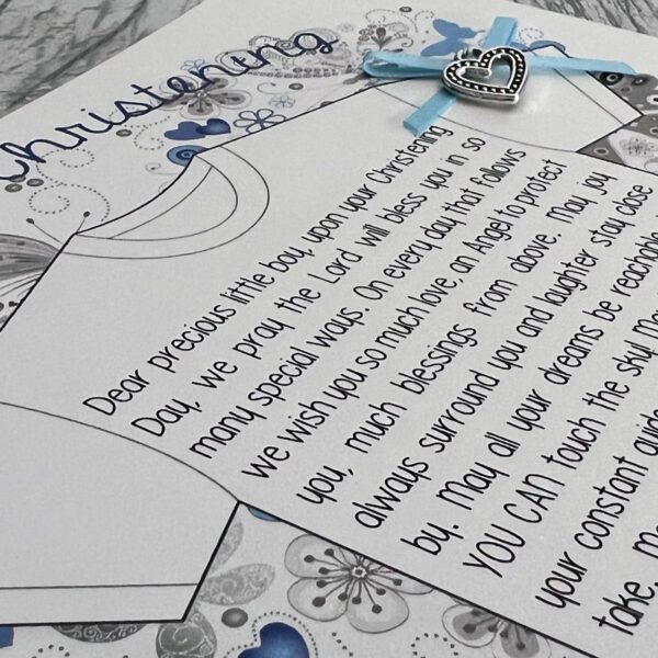 Heart on my Sleeve - On Your Christening (Blue) - Greeting Card - Image 2