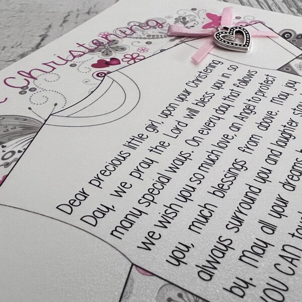 Heart on my Sleeve - On Your Christening (Pink) - Greeting Card - Image 2