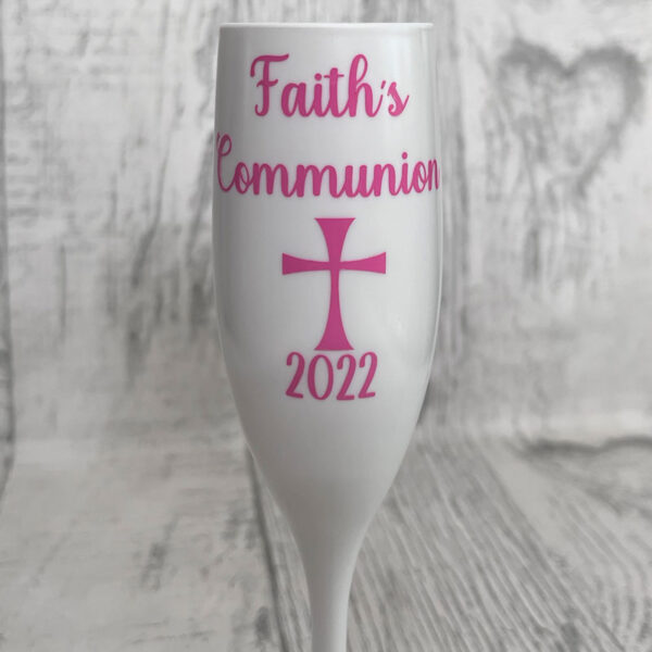 White Communion Champagne Flute - Image 2