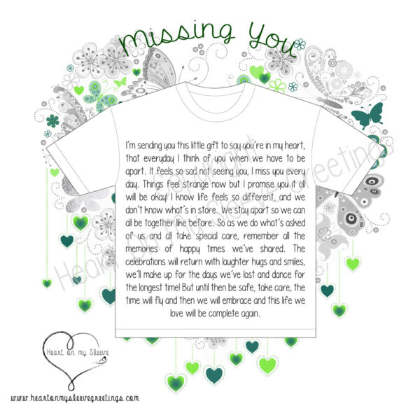 Heart on my Sleeve - Missing You - Greeting Card - Image 3