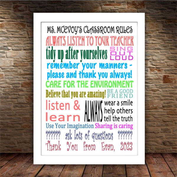Framed Print - Classroom Rules