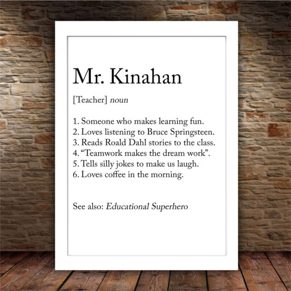 Framed Print - Personalised Teacher Definition