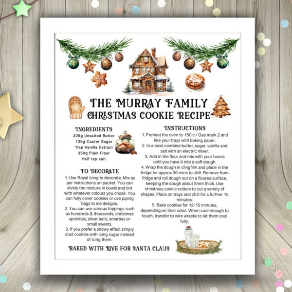 Framed Print – Family Christmas Cookie Recipe