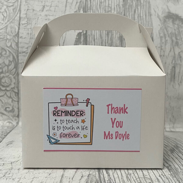 Personalised Teacher Quote Fillable Treat Box
