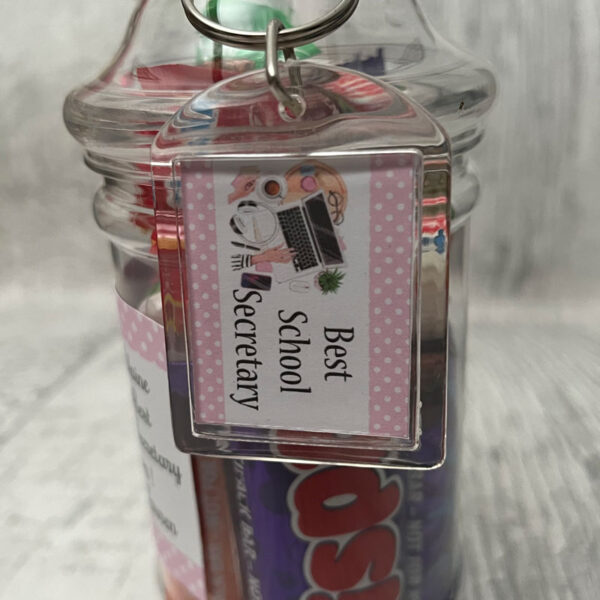 Personalised School Secretary Sweet Jar and Keyring - Image 3