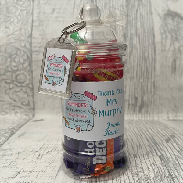 Personalised Teacher Quote Sweet Jar and Keyring