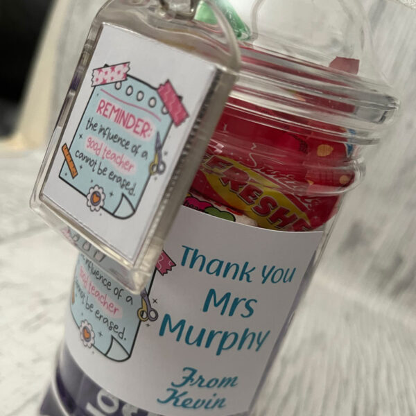 Personalised Teacher Quote Sweet Jar and Keyring - Image 3