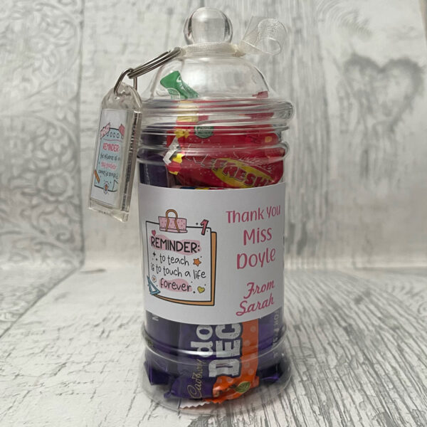 Personalised Teacher Quote Sweet Jar and Keyring