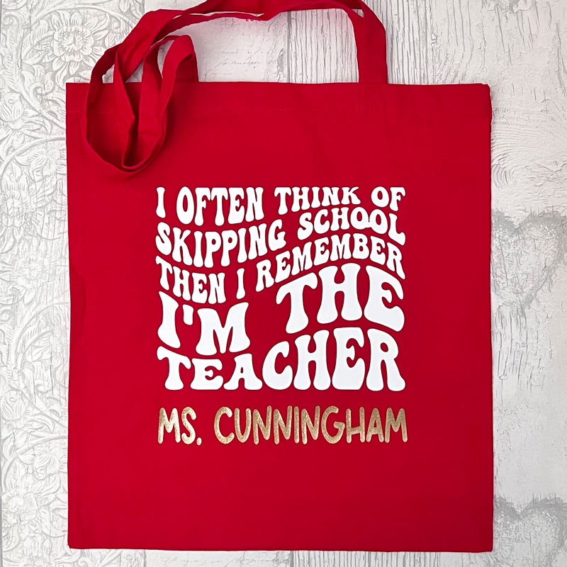Personalised Teacher Red Tote Bag