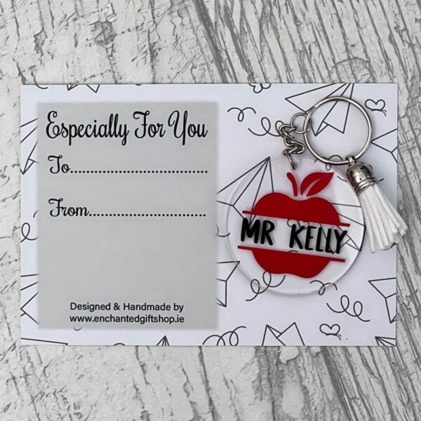 Personalised Teacher Apple Keyring