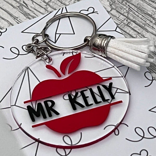 Personalised Teacher Apple Keyring - Image 2